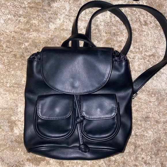 Faux Leather Black Backpack - Picture 2 of 3